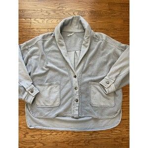 Free People Women's Blue Button Front Shawl Collared Jordan Jacket Size Medium